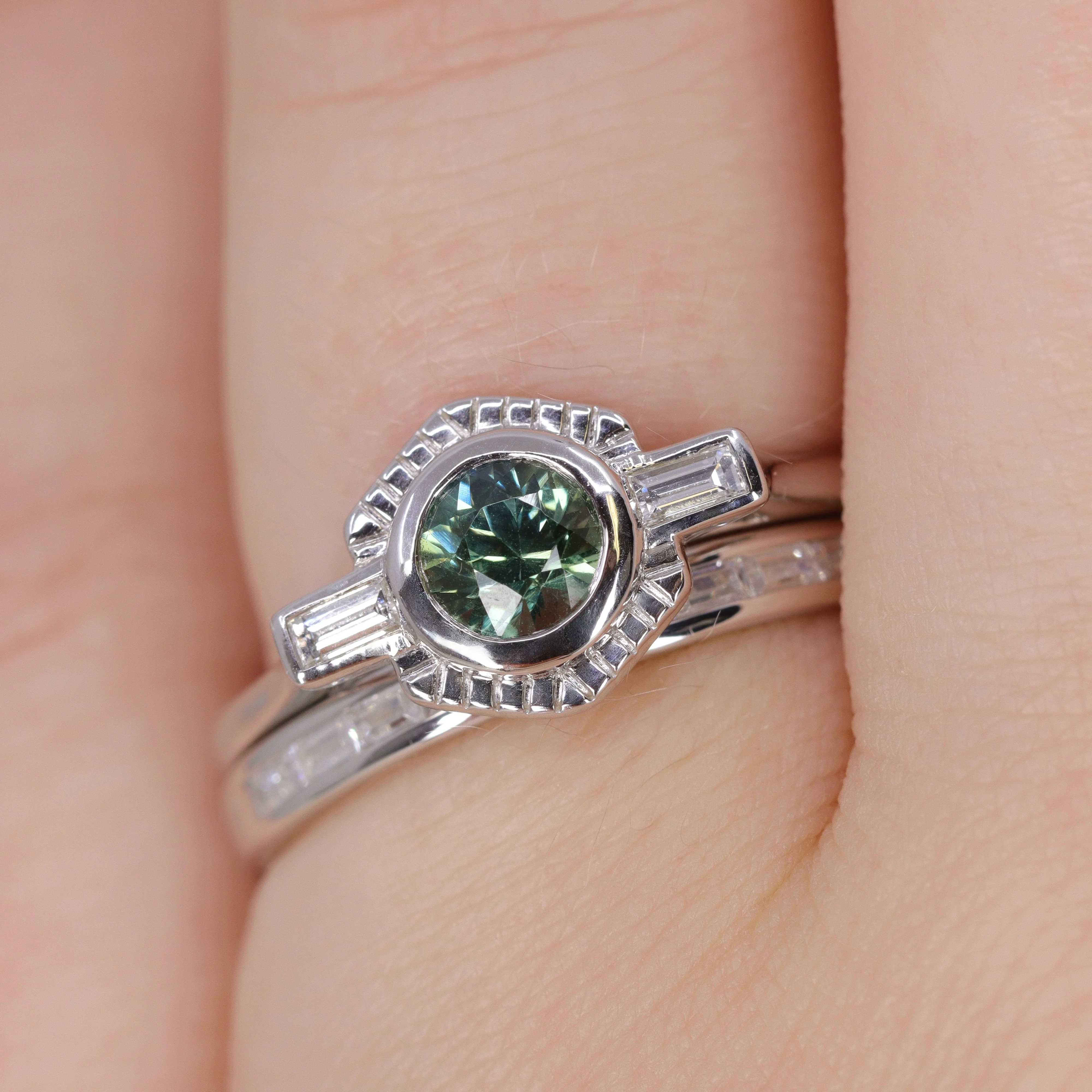 Zara - Channel Set Baguette Diamond Half Eternity Wedding Ring - Made-to-Order - Image 4