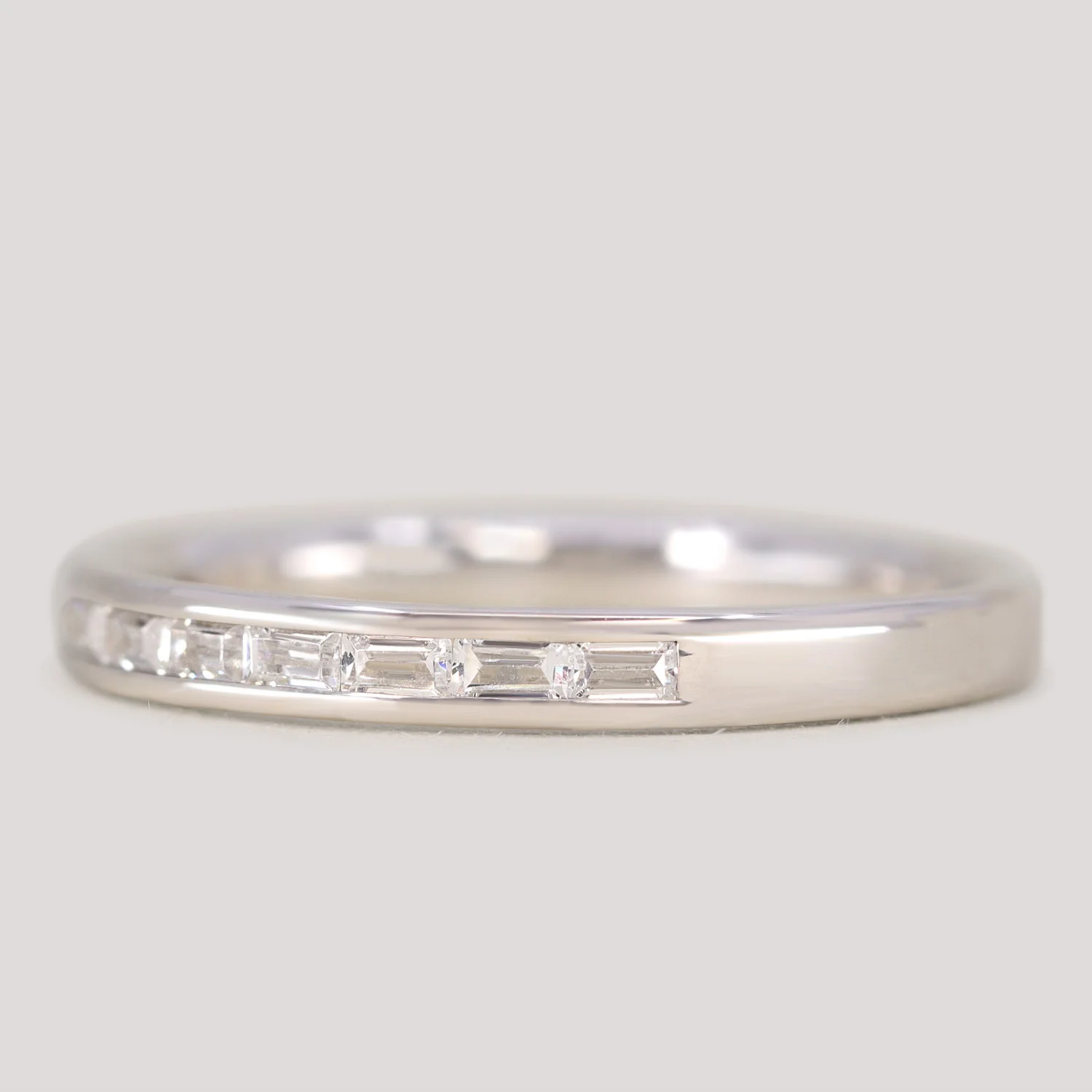 Zara - Channel Set Baguette Diamond Half Eternity Wedding Ring - Made-to-Order - Image 5