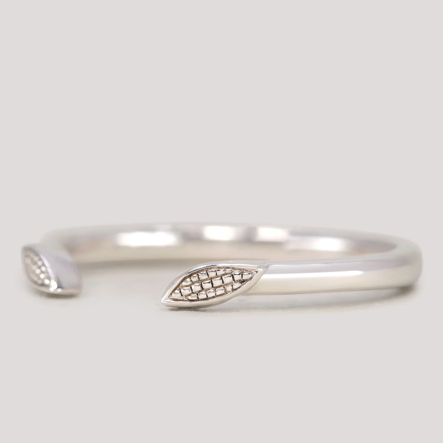 Zoey Cuff - Art Deco Beaded Leaf Open Wedding Ring - Made-to-Order - Image 3