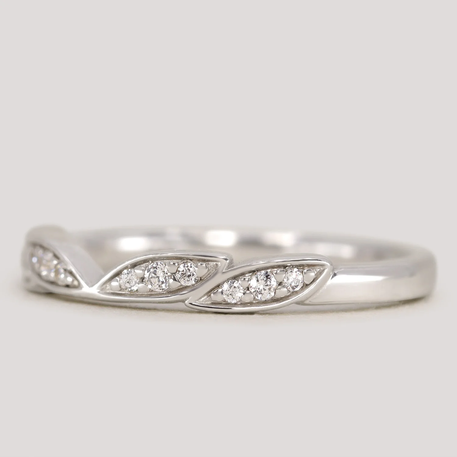 Zoey - Diamond Set Leaf Wedding Ring - Made-to-Order - Image 4